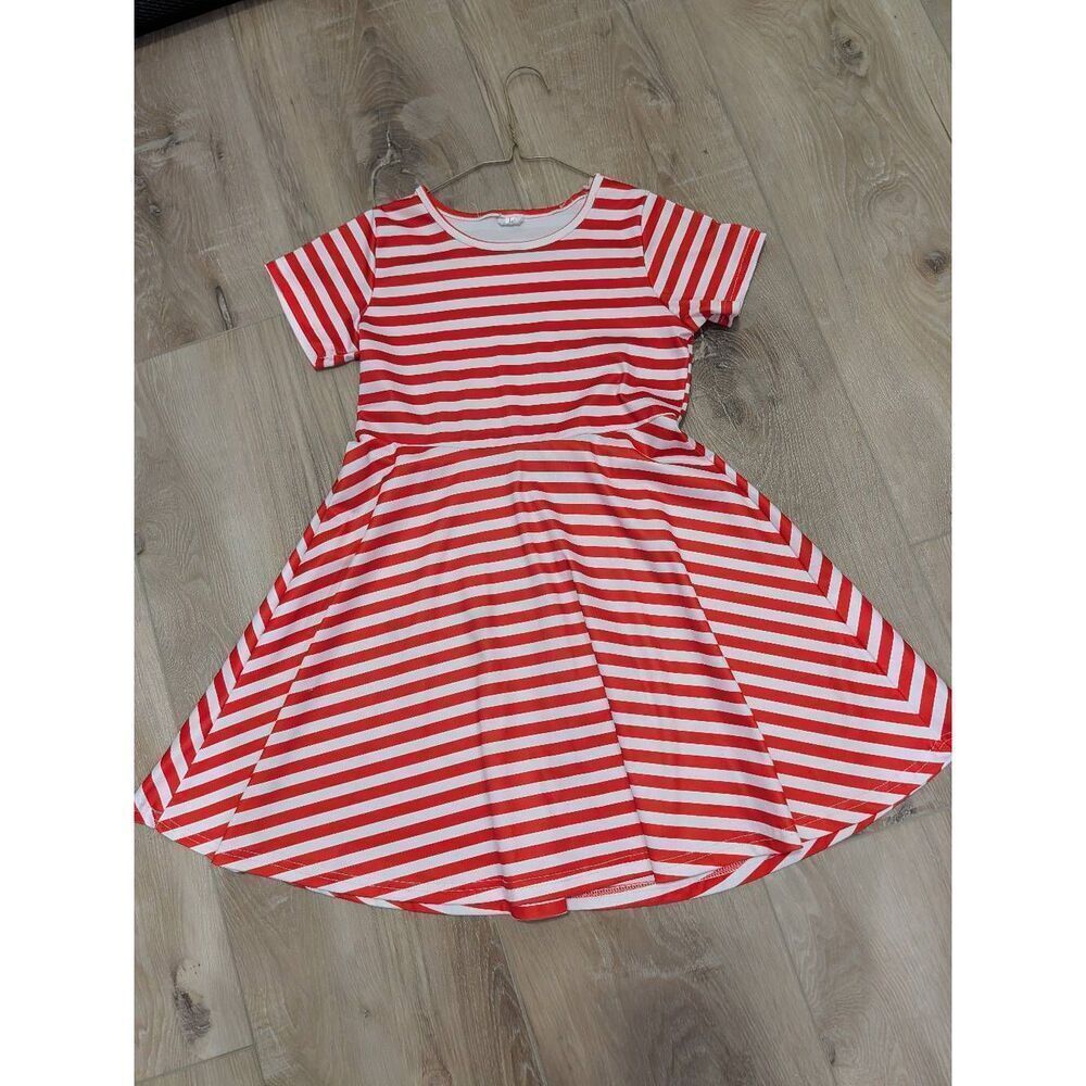 Girls Large Red and White Striped Dress Size Large Pirate Costume 4t Of July